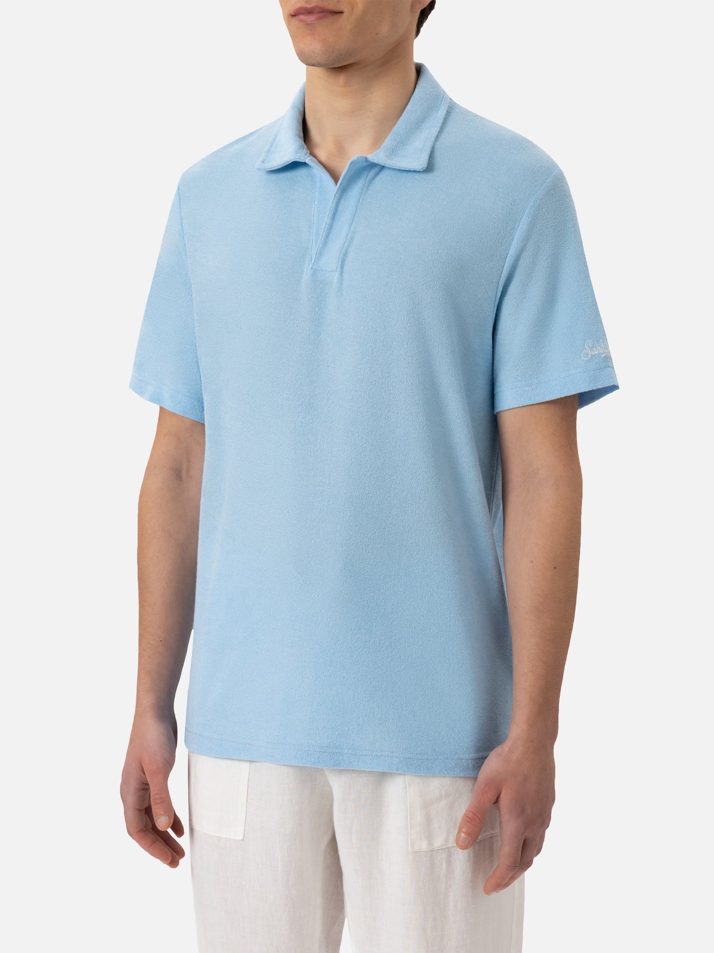 Jeremy hellblaues Frottee-Poloshirt