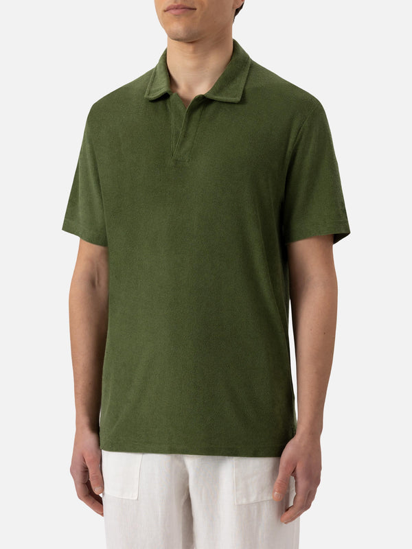 Polo Jeremy in spugna verde militare