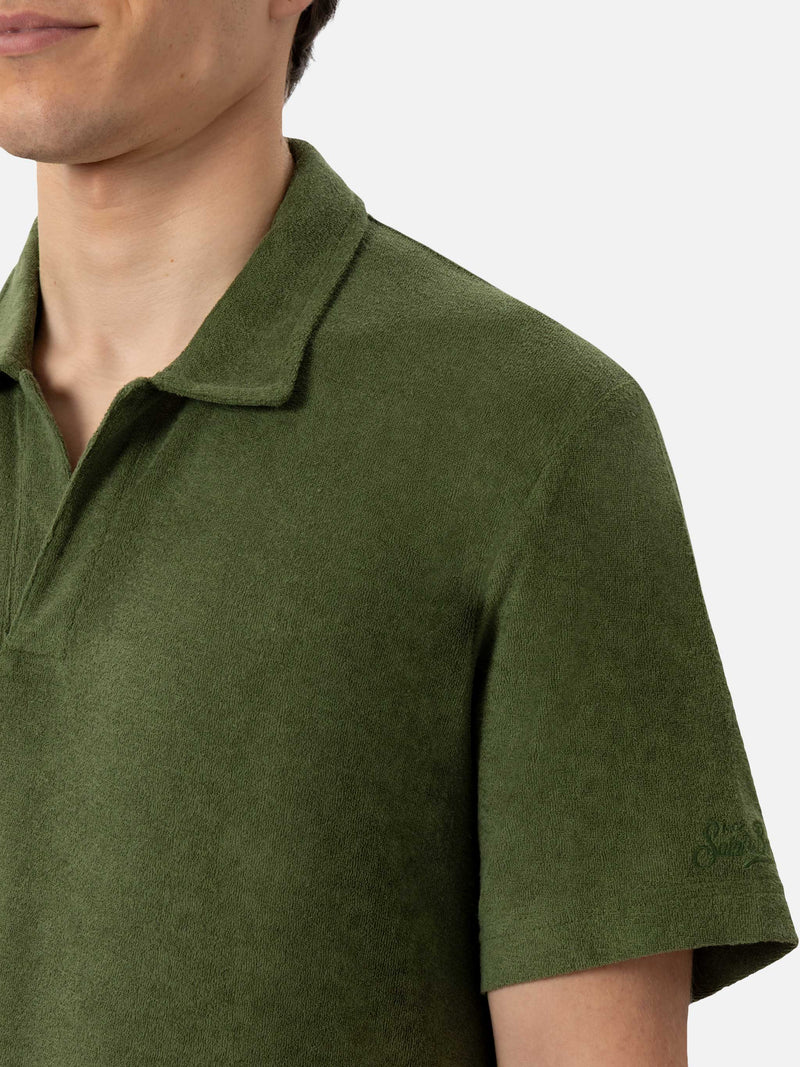 Polo Jeremy in spugna verde militare