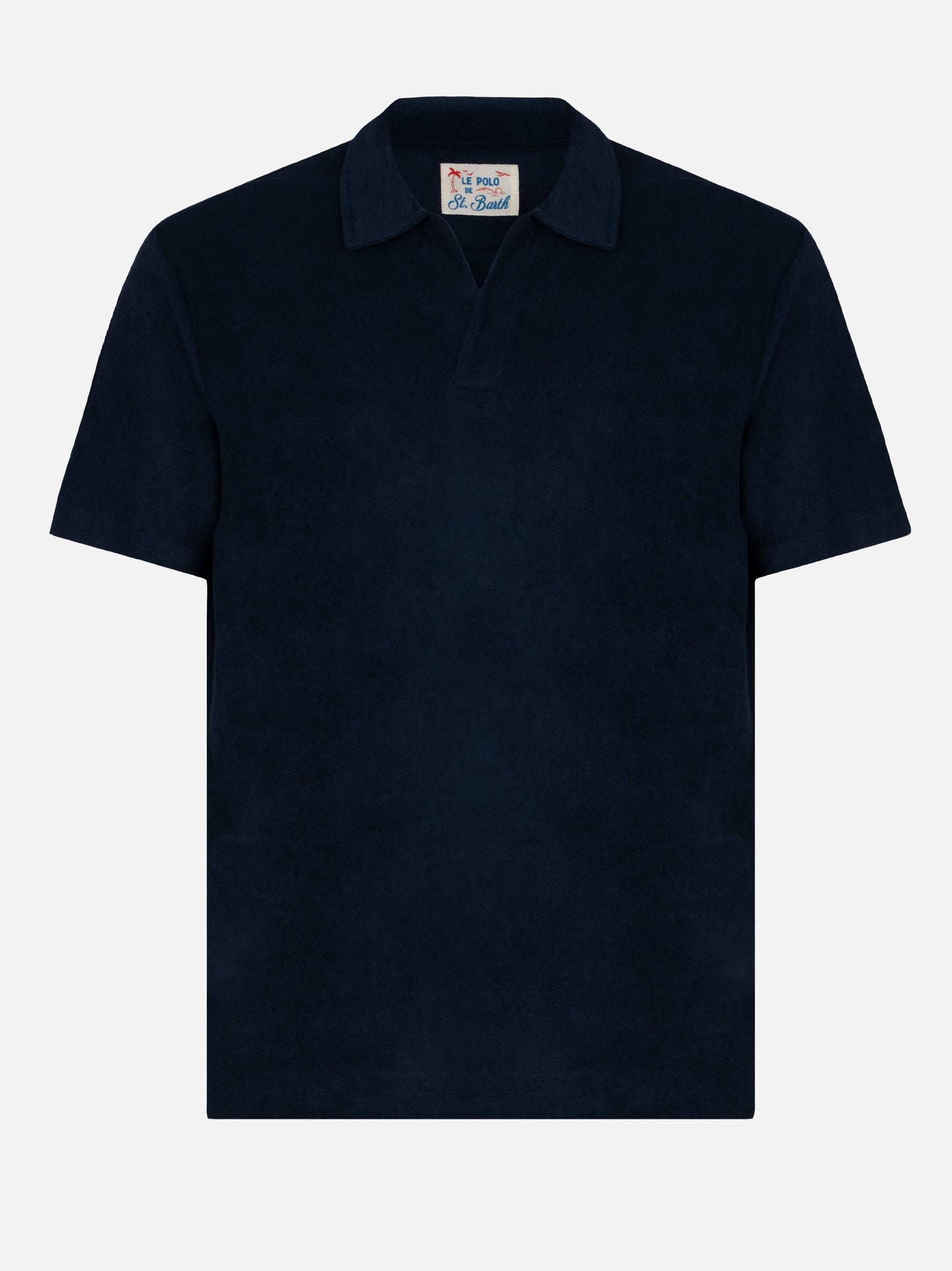 Jeremy navy blue terry buttonless polo shirt - MC2 Saint Barth