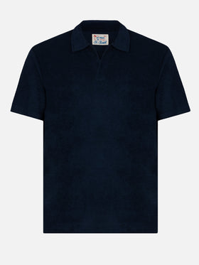 Jeremy navy blue terry buttonless polo shirt - MC2 Saint Barth