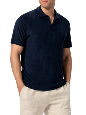 Jeremy navy blue terry buttonless polo shirt - MC2 Saint Barth