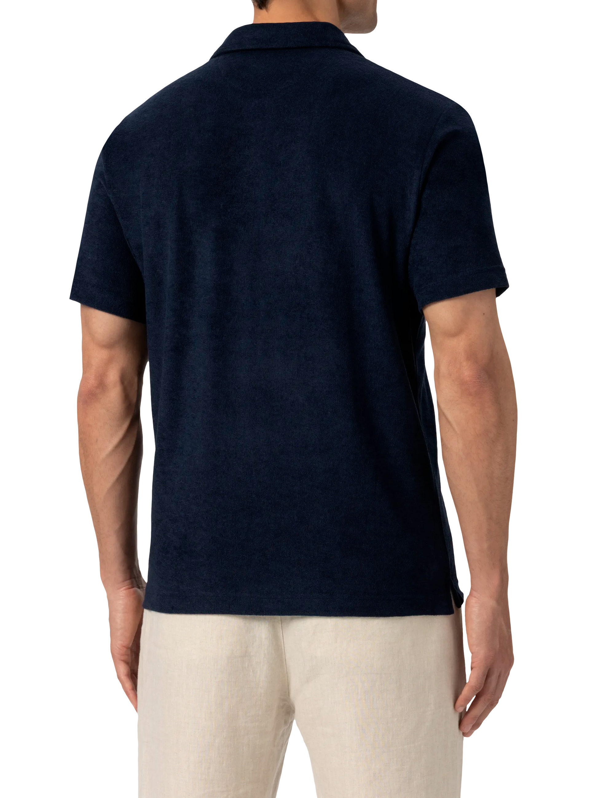 Jeremy navy blue terry buttonless polo shirt - MC2 Saint Barth