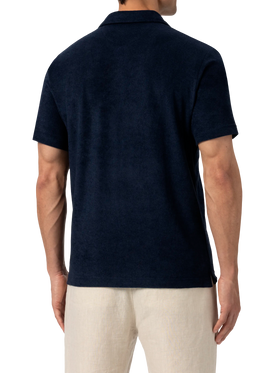 Jeremy navy blue terry buttonless polo shirt - MC2 Saint Barth