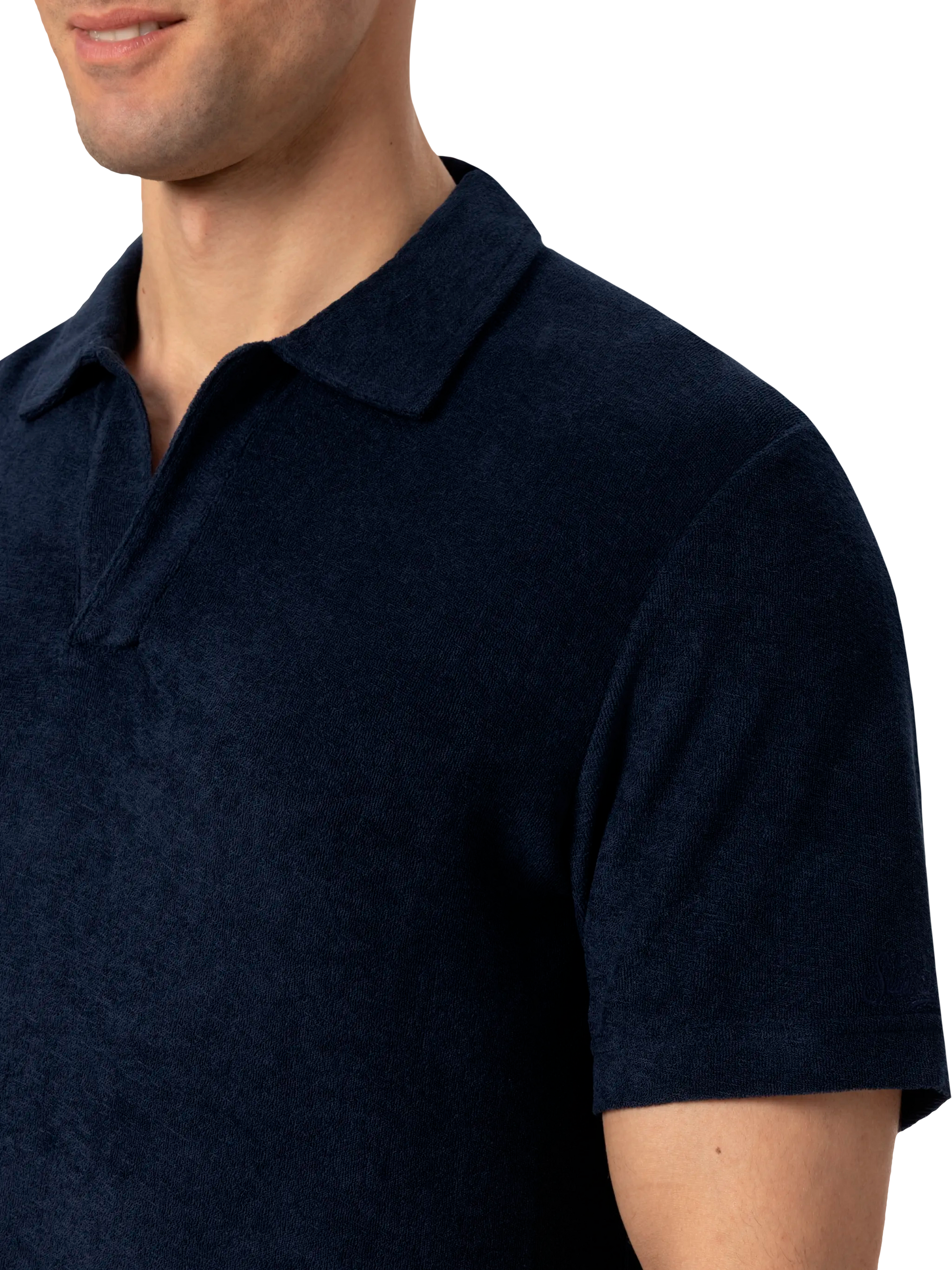 Jeremy navy blue terry buttonless polo shirt - MC2 Saint Barth