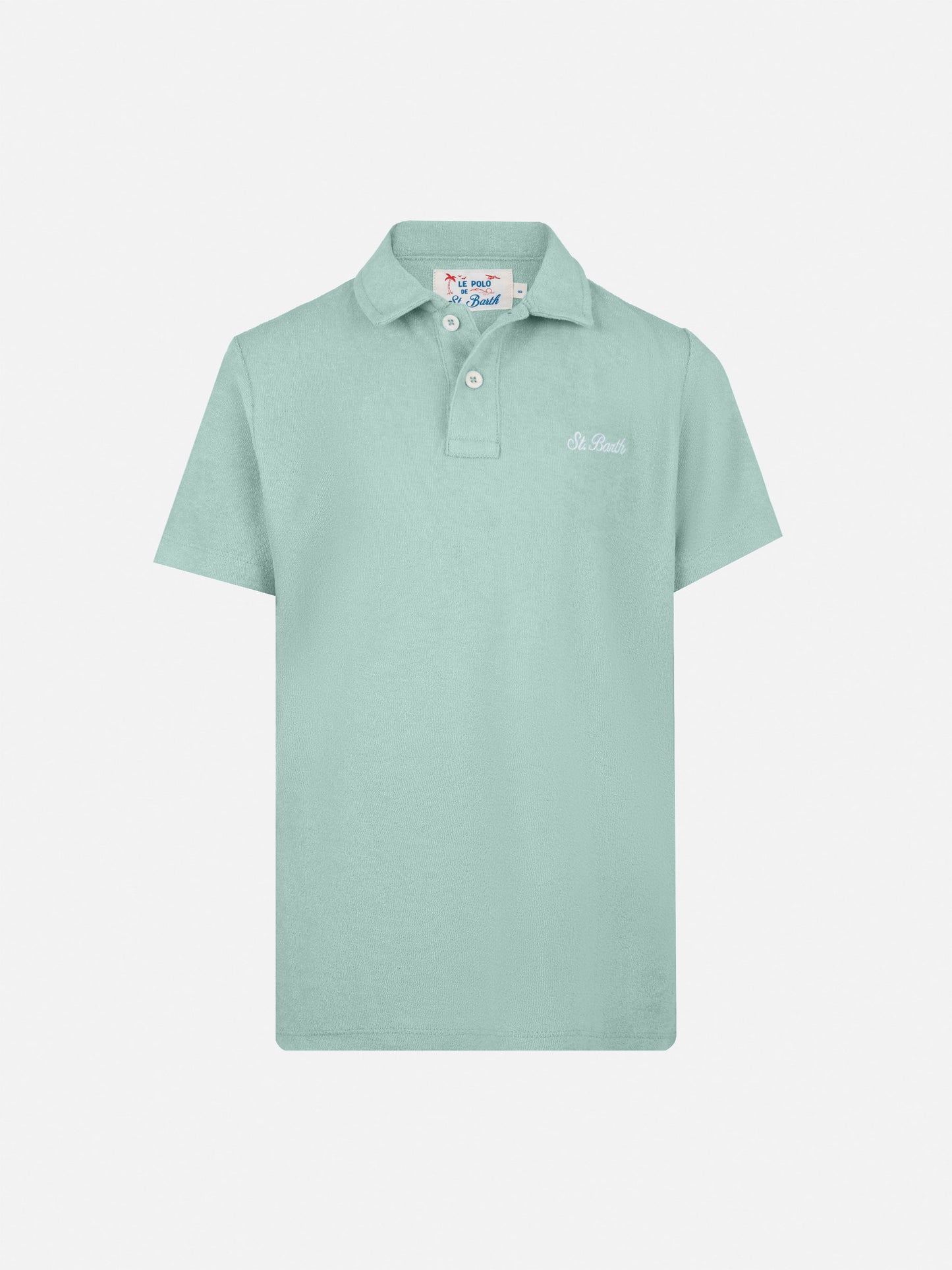 Jeremy Jr sage green terry polo shirt