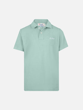 Jeremy Jr sage green terry polo shirt