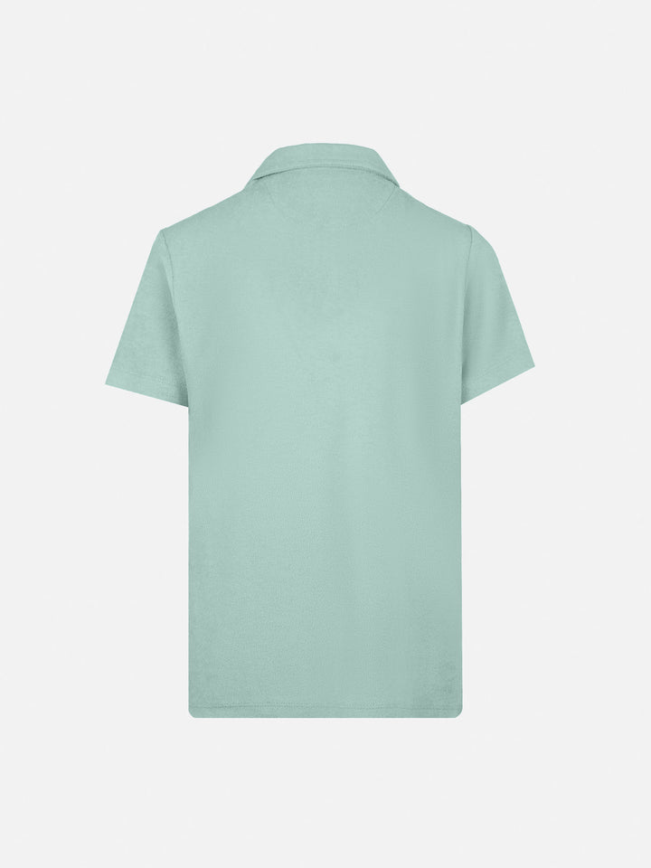Jeremy Jr sage green terry polo shirt