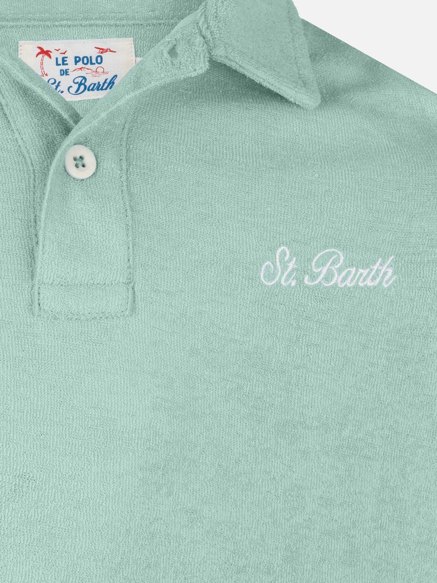 Jeremy Jr sage green terry polo shirt