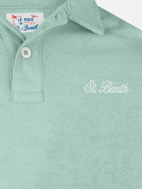 Jeremy Jr sage green terry polo shirt