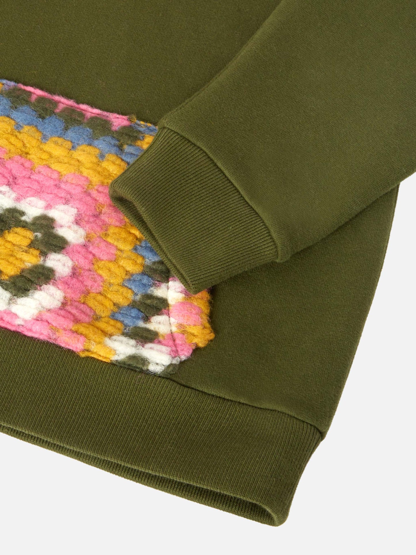 Felpa con cappuccio Jeune Jr verde con motivo crochet