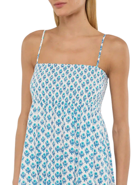 Jemma Baumwollkleid mit gesmoktem, besticktem Oberteil