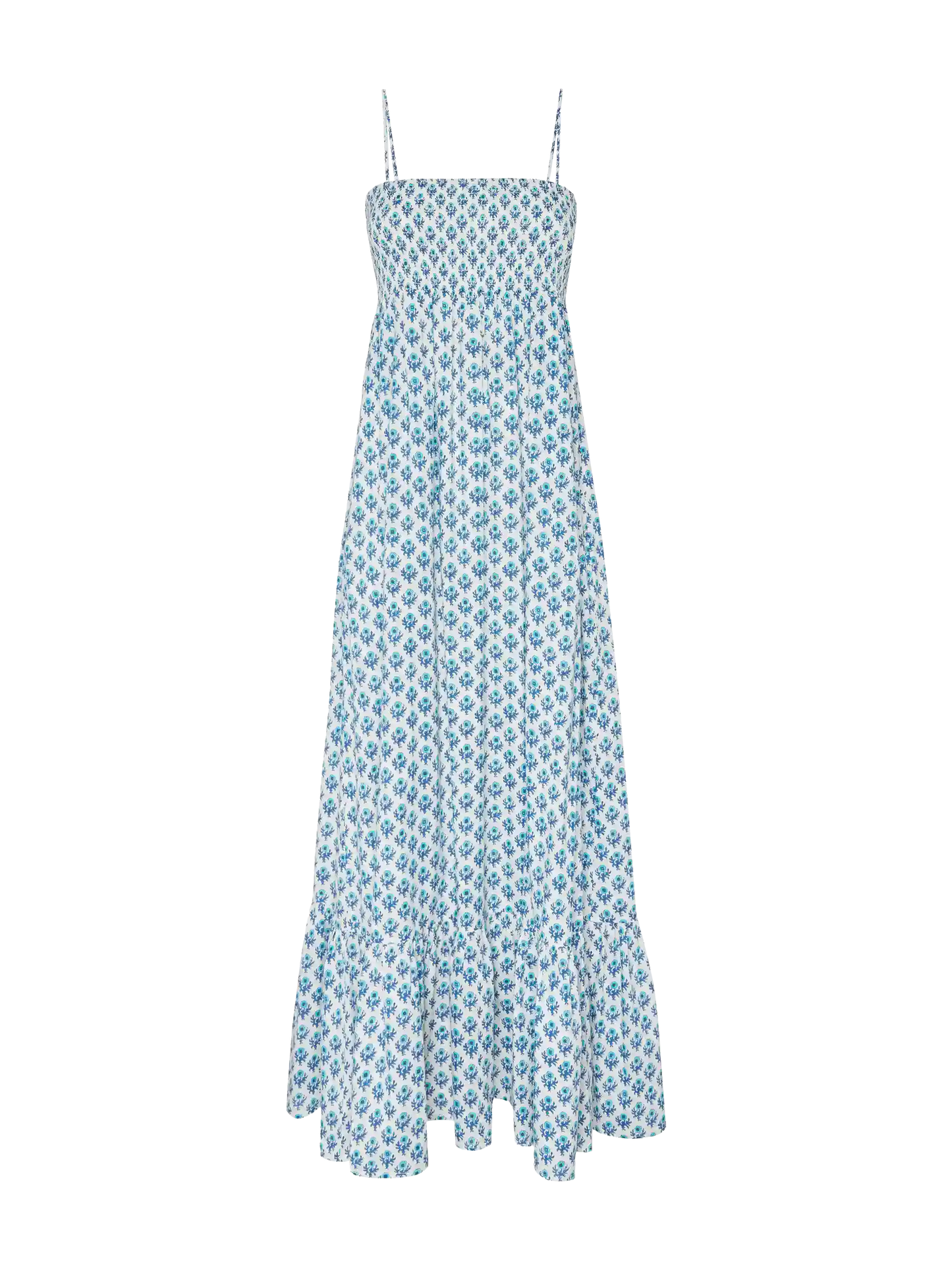 Jemma Baumwollkleid mit gesmoktem, besticktem Oberteil