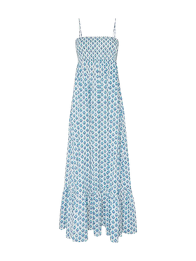 Jemma Baumwollkleid mit gesmoktem, besticktem Oberteil
