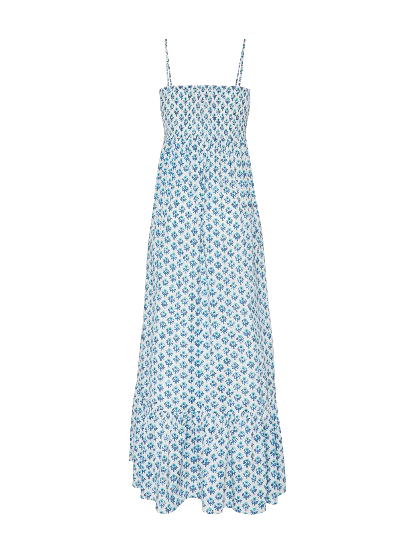 Jemma Baumwollkleid mit gesmoktem, besticktem Oberteil