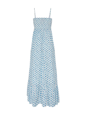 Jemma Baumwollkleid mit gesmoktem, besticktem Oberteil