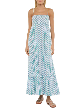 Jemma Baumwollkleid mit gesmoktem, besticktem Oberteil