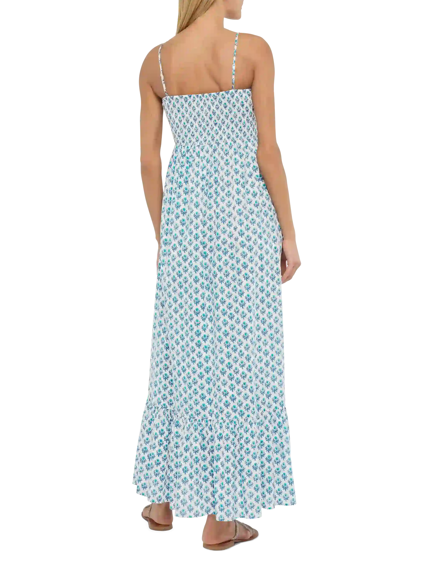 Jemma Baumwollkleid mit gesmoktem, besticktem Oberteil