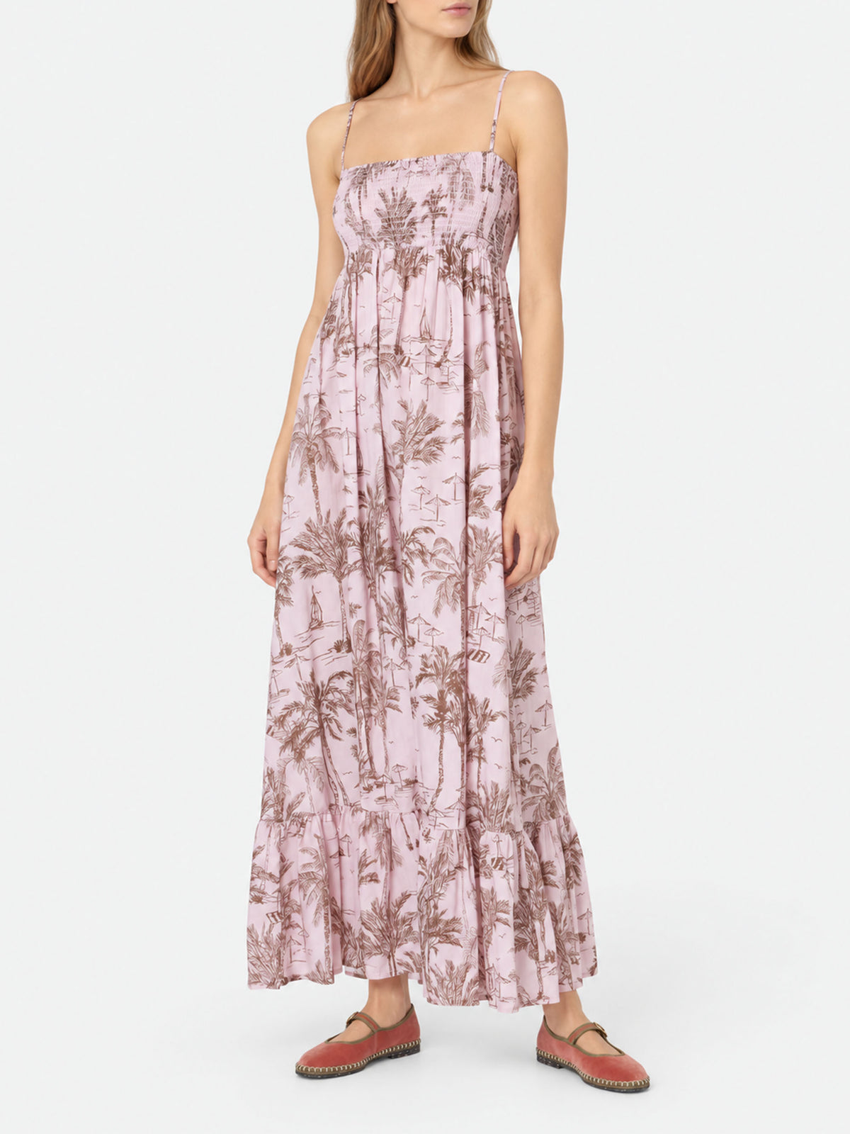 Vestido de algodón para mujer Jemma con bordado fruncido 