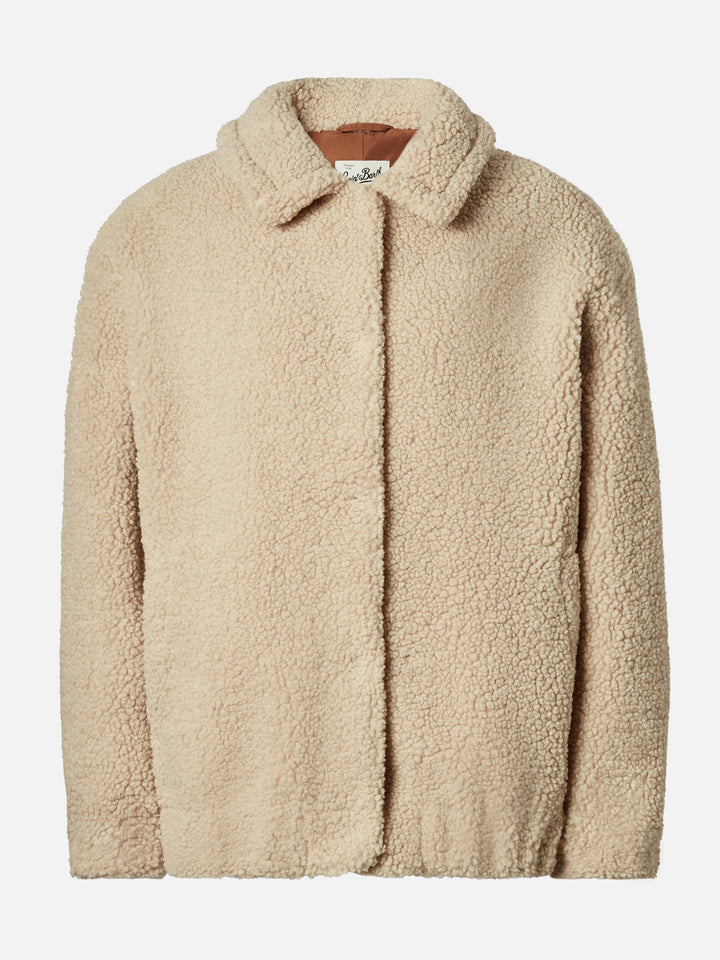 Jeanne teddy bomber with back patch