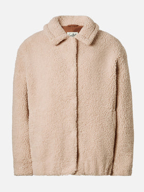 Bomber Jeanne in teddy con patch sul retro