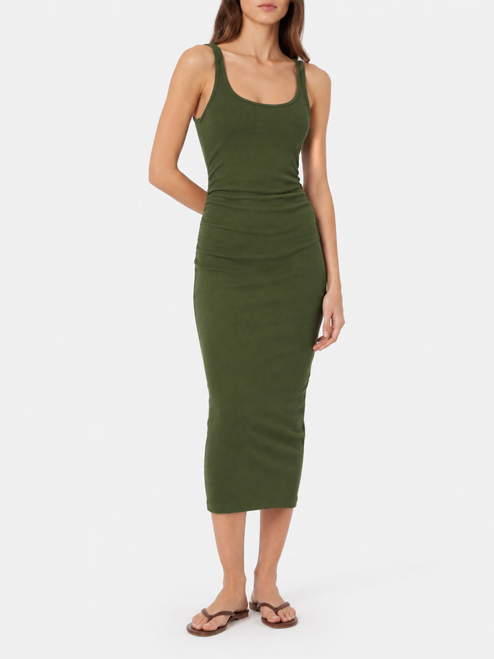 Jennifer weißes geripptes Baumwollkleid 