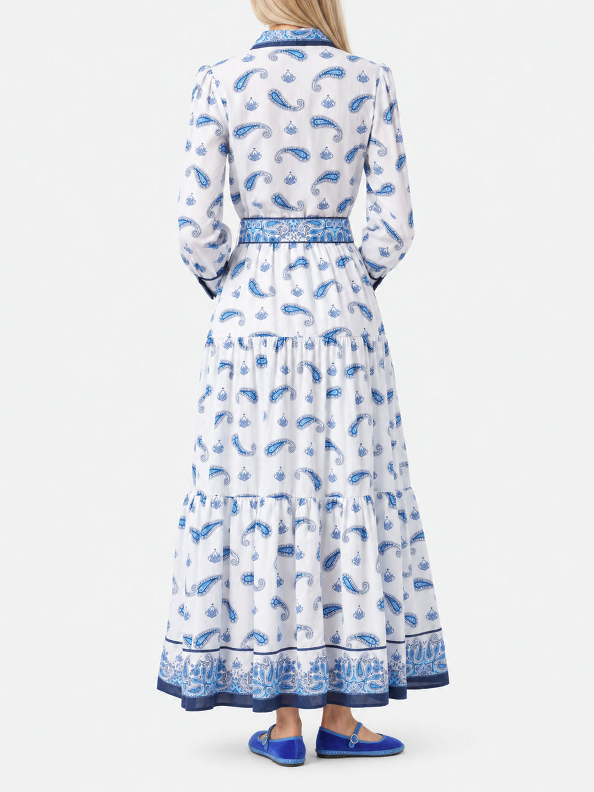 Robe Jensen en coton à motif cachemire bleu 