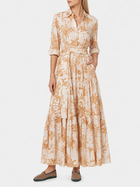Jensen langes Baumwollkleid mit Toile-de-Jouy-Print 