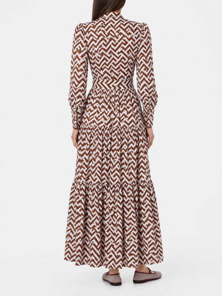 Langes Baumwollkleid Jensen mit Zickzack-Print 