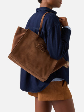 Bolso Jour Large de ante Brown con bordado del logo 