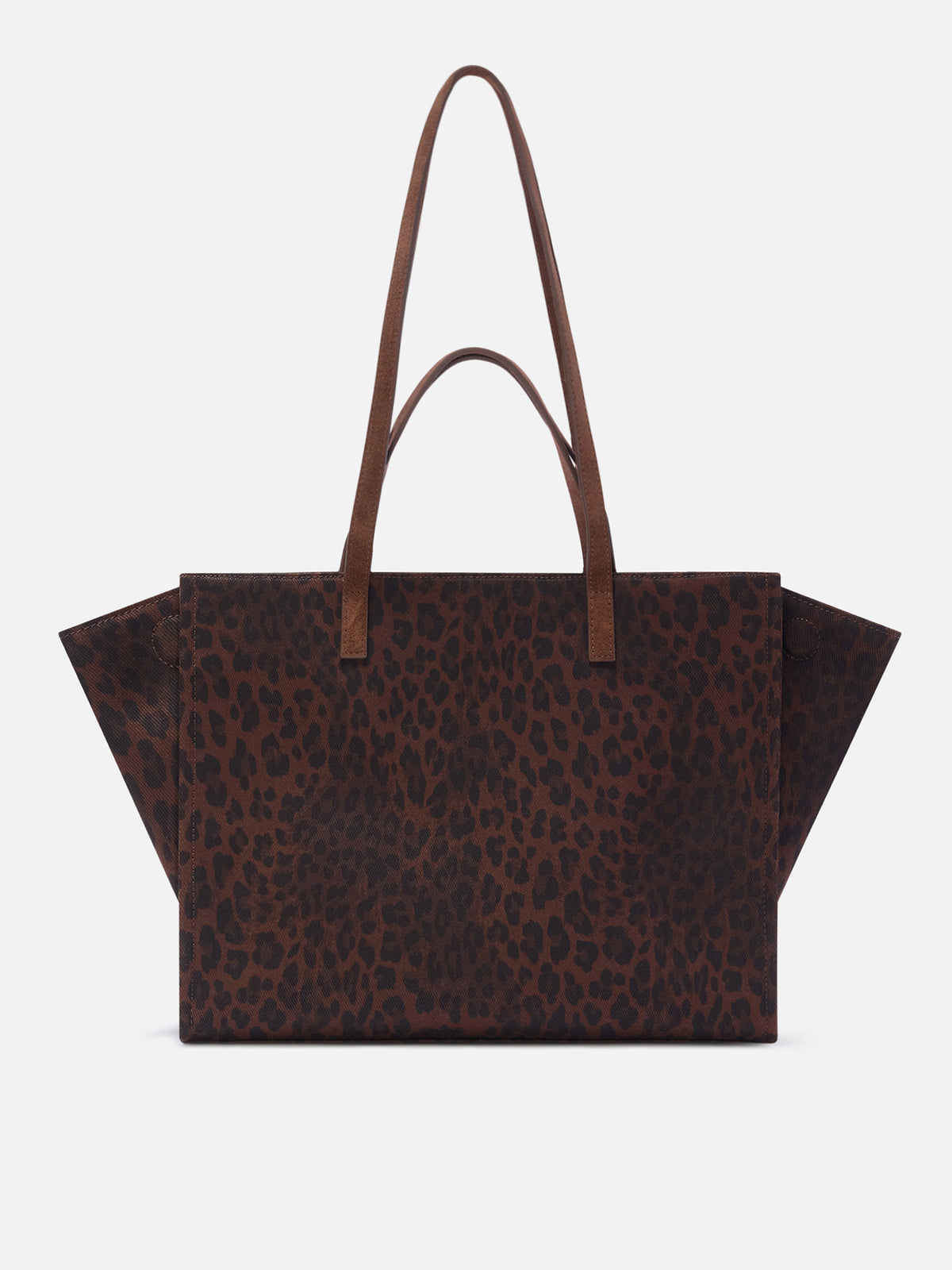 Große Jour-Denimtasche mit Leopardenprint und Wildledergriffen 
