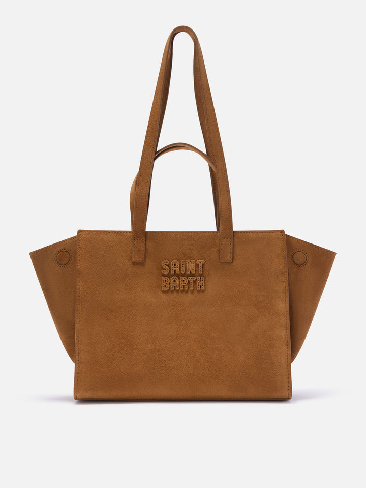 Veloursledertasche Nut Medium Jour mit Logostickerei 