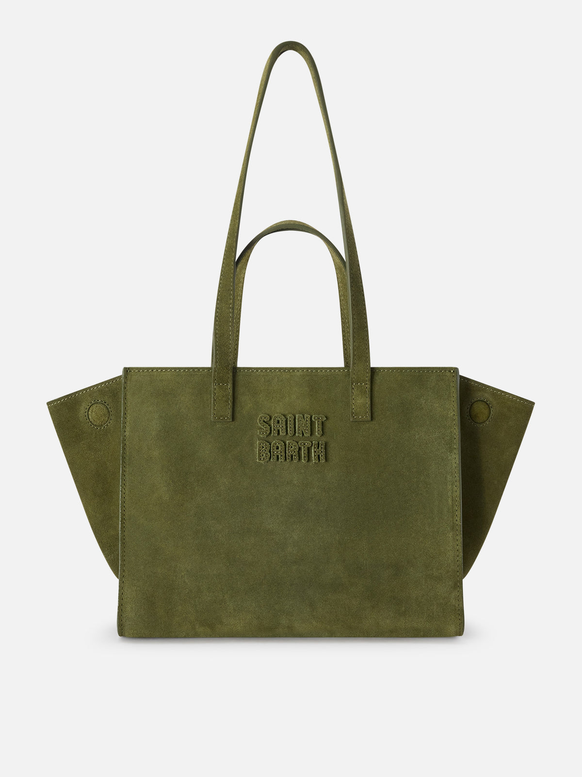 Medium Jour Wildledertasche in Military-Grün mit Logo-Label 