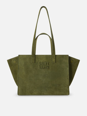 Medium Jour Wildledertasche in Military-Grün mit Logo-Label 
