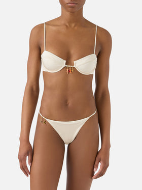 Bikini Salina Jodene glossy finish beige e oro con charms