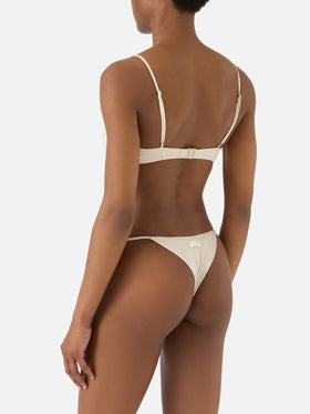 Bikini Salina Jodene glossy finish beige e oro con charms