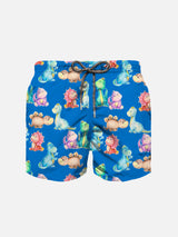 Boy cotton swim shorts with dinosaurs print