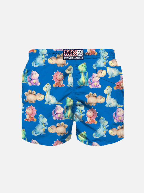 Boy cotton swim shorts with dinosaurs print