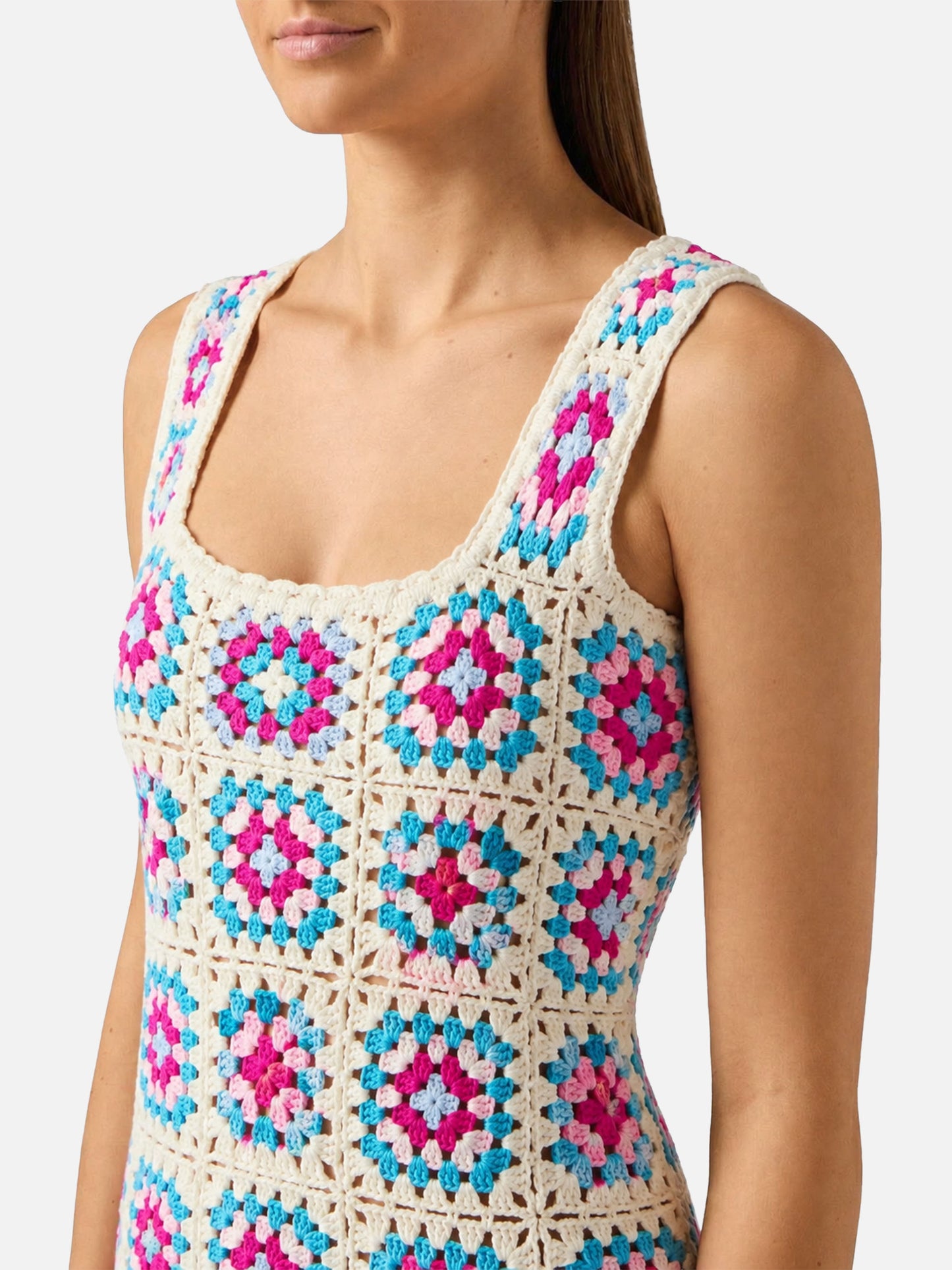 Abito Jaisal in cotone crochet multicolor