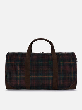 Borsone Jetleg in misto lana con motivo tartan e bordi effetto pelle
