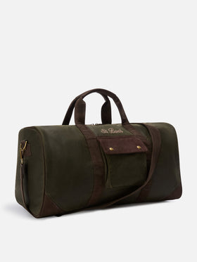 Gewachste Jetleg-Duffle-Bag in Military Green mit Logostickerei 