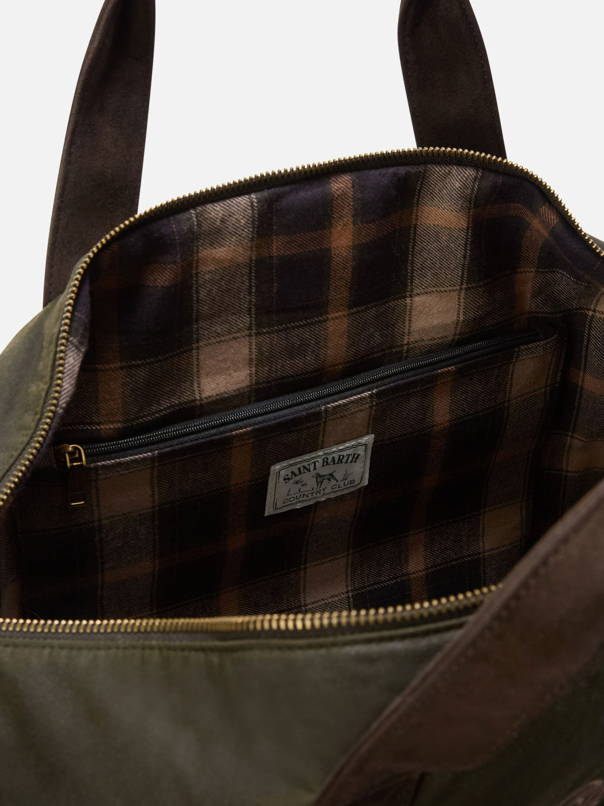 Gewachste Jetleg-Duffle-Bag in Military Green mit Logostickerei 