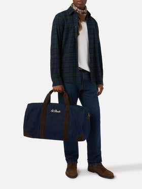 Borsone Jetleg blu in denim con ricamo logo