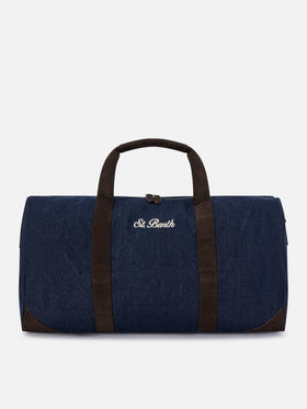 Borsone Jetleg blu in denim con ricamo logo