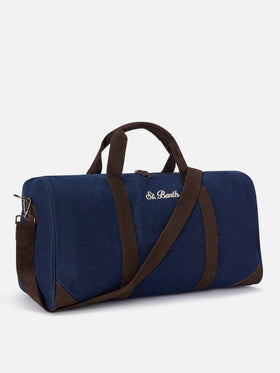 Blue Bolsa de viaje de denim Jetleg con bordado del logo 