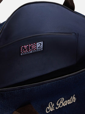 Borsone Jetleg blu in denim con ricamo logo