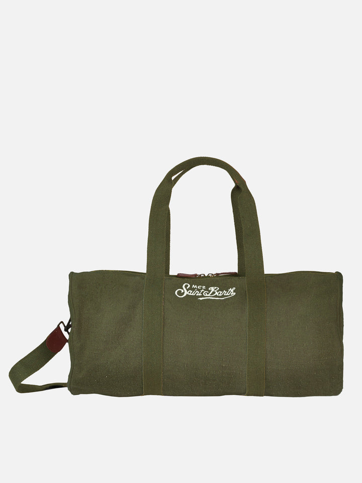 Green linen travel duffle bag Jetleg