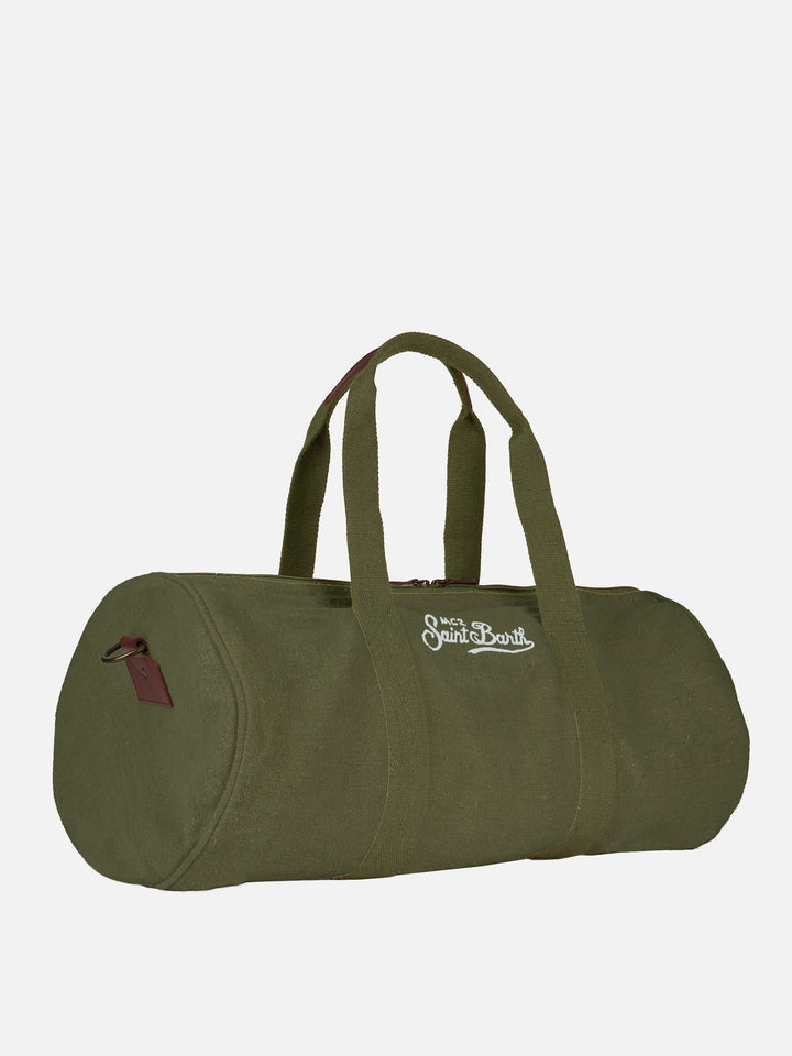 Green linen travel duffle bag Jetleg