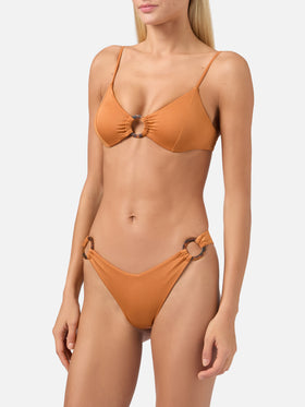 Bikini bralette Juca Evelyn con anello in giallo ocra shiny