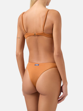Bikini bralette Juca Evelyn con anello in giallo ocra shiny